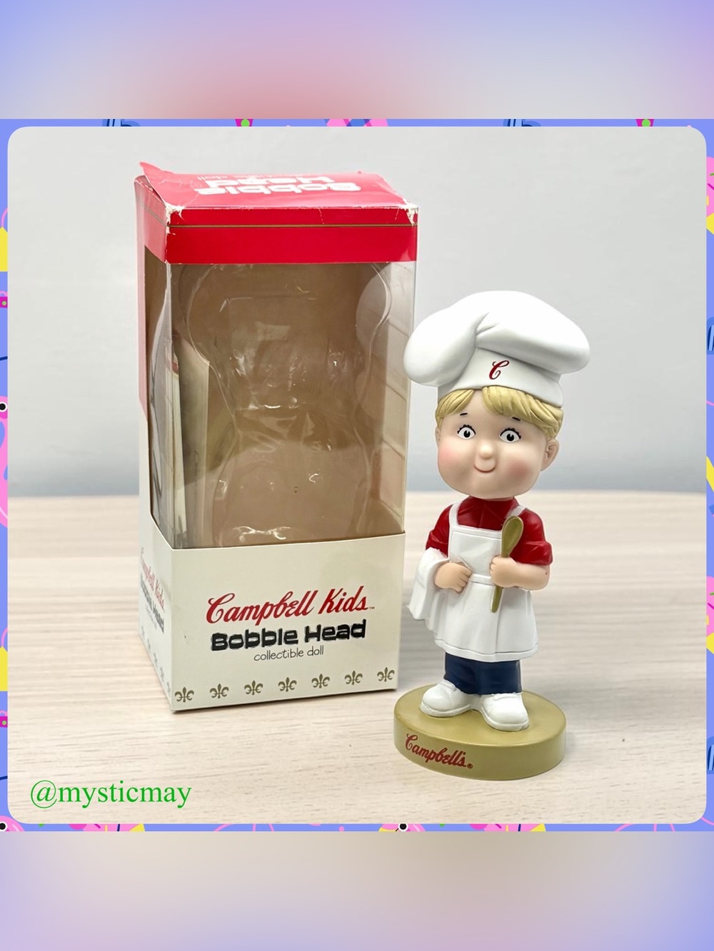 Vintage 2002 CAMPBELL KIDS BOBBLE HEAD Boy Chef Collectible Doll Kitchen Decor